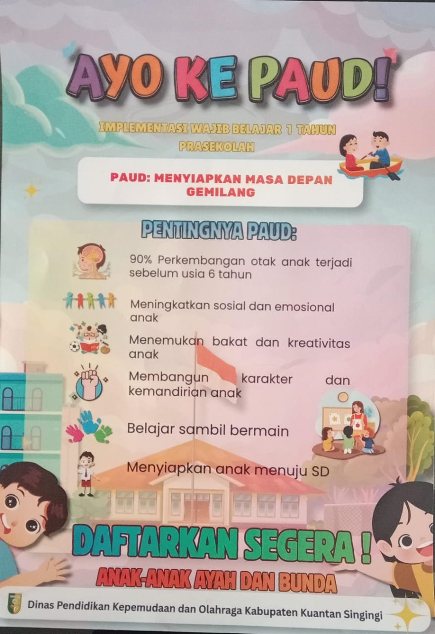 Dinas Pendidikan Kuansing Dorong Implementasi Wajib Belajar 1 Tahun Prasekolah Melalui Gerakan "Ayo ke PAUD!"